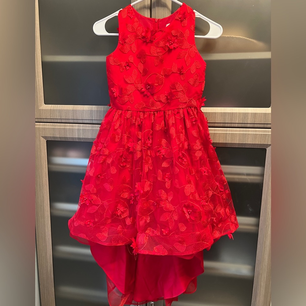 Rare Editions Vibrant Red Floral Dress